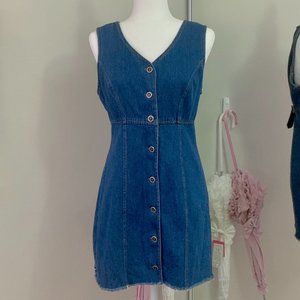 90's Vintage Denim Button-up Dress